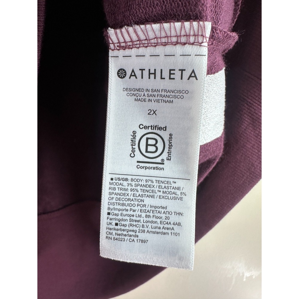 NEW Athleta Step Forward Sweatshirt Tee Aubergine Purple V-Neck Plus Size 2X - Picture 6 of 11